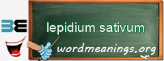 WordMeaning blackboard for lepidium sativum